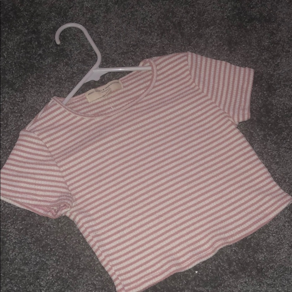 Brandy Melville white and pink stripe shirt